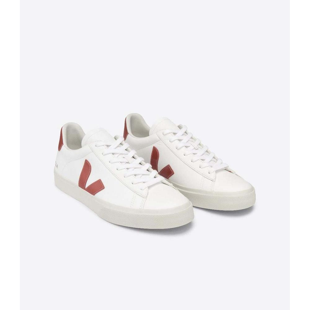 Low Tops Sneakers Barbati Veja CAMPO CHROMEFREE White/Red | RO 299MQZ